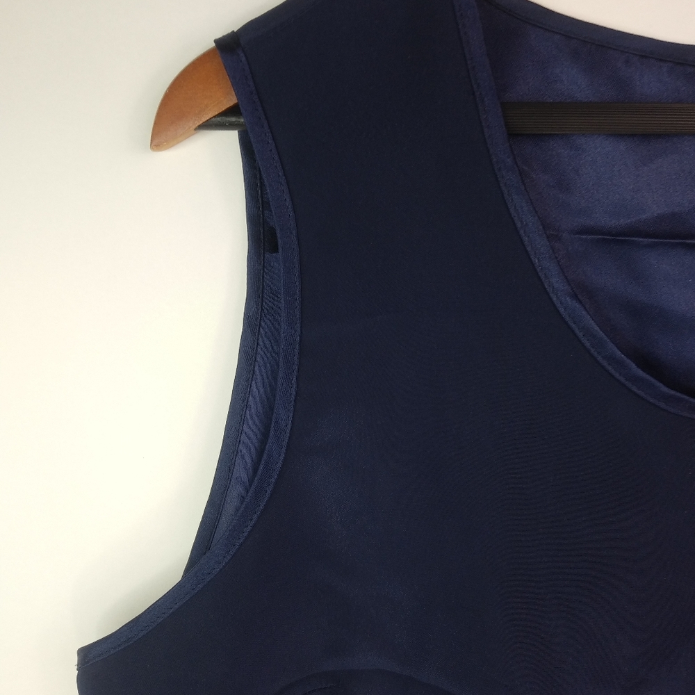 Berkertex 22 Dark Navy Sleeveless Satin Shell Top Plus - Picture 3 of 9